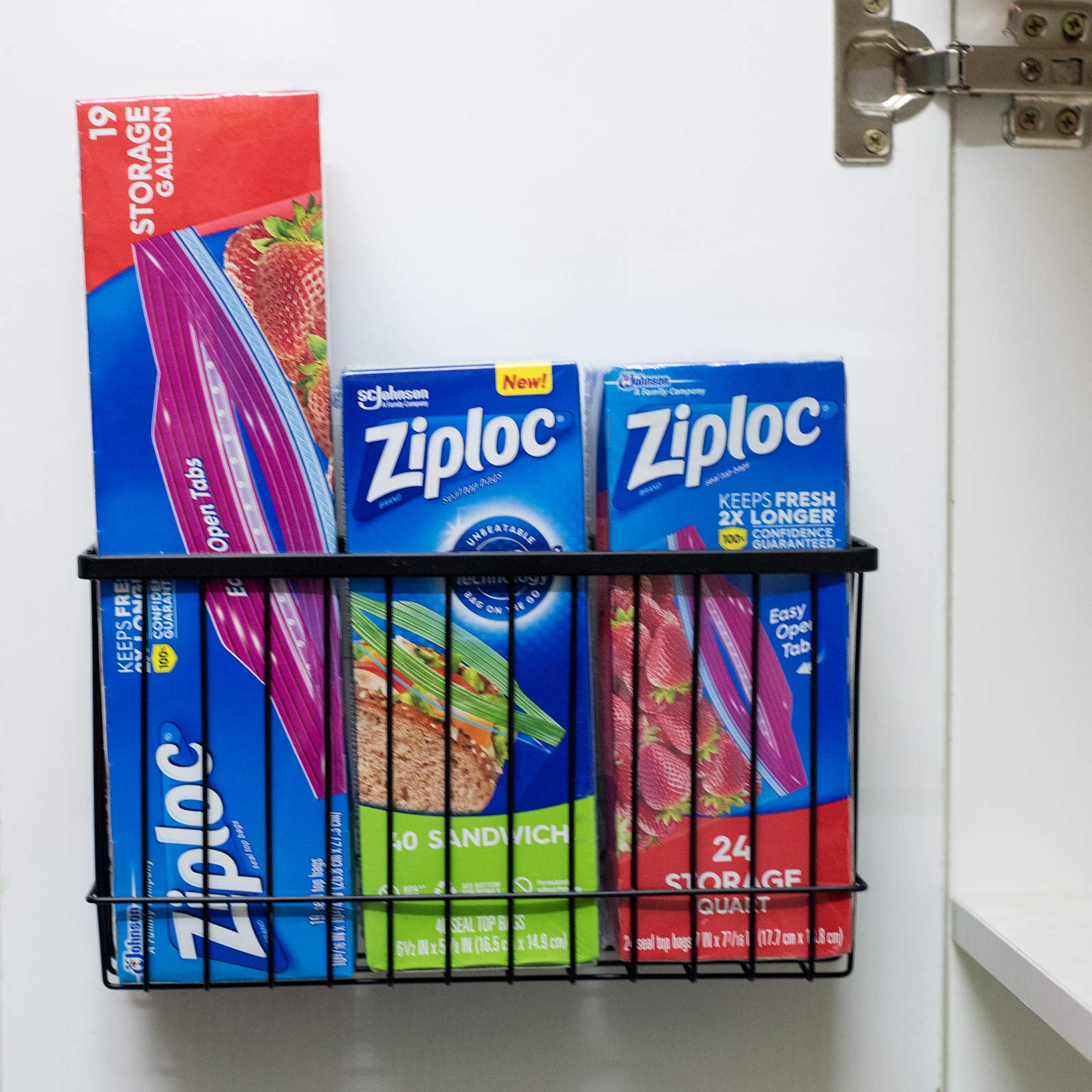 Toplife Black Wall Door Adhesive Kitchen Wrap Organizer Rack, No Drilling, Set of 1, Space-Saving Storage Solution