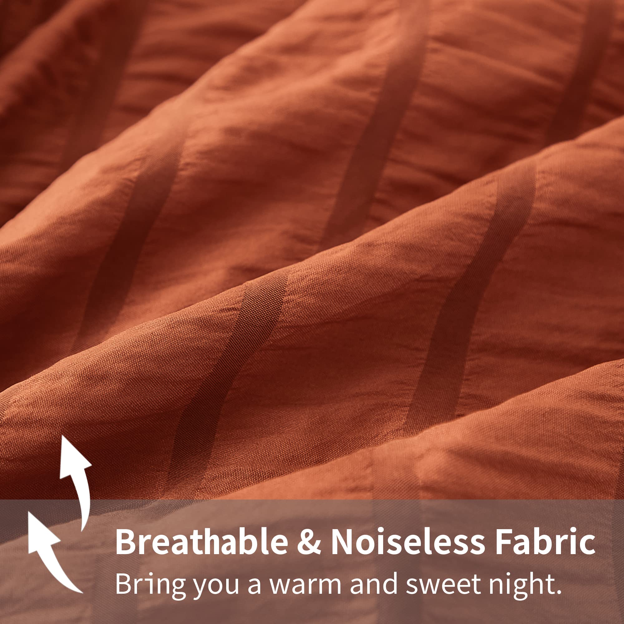 Avelom Terracotta Seersucker California King Comforter Set (104X96 Inches), 3 Pieces-100% Soft Washed Microfiber Lightweight Comforter With 2 Pillowcases, All Season Down Alternative Bedding Set