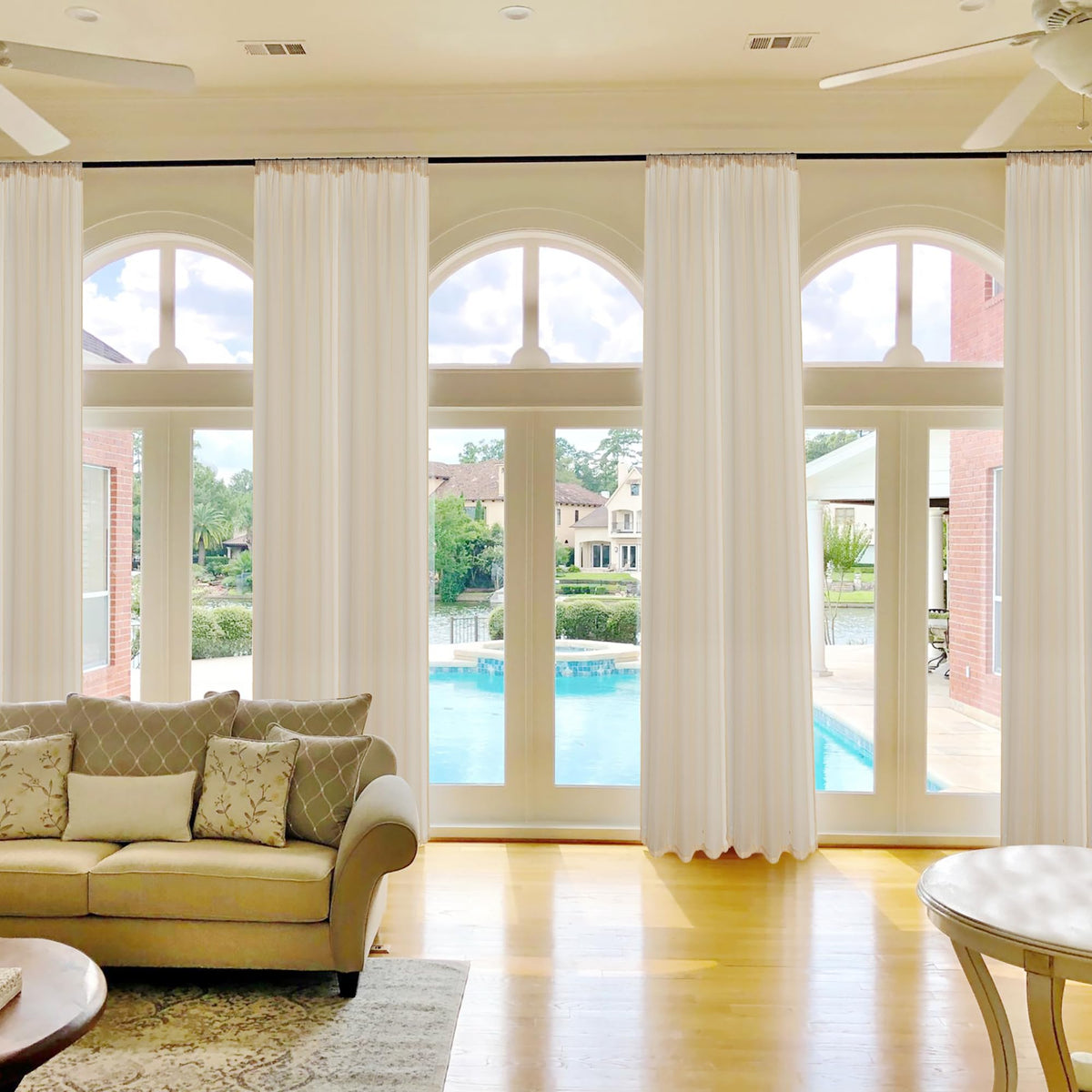 LOYOLADY 10 ft Extra Length Sheer Curtains for Villa Living Room French Window Curtain 120 inches Long Ceiling to Floor