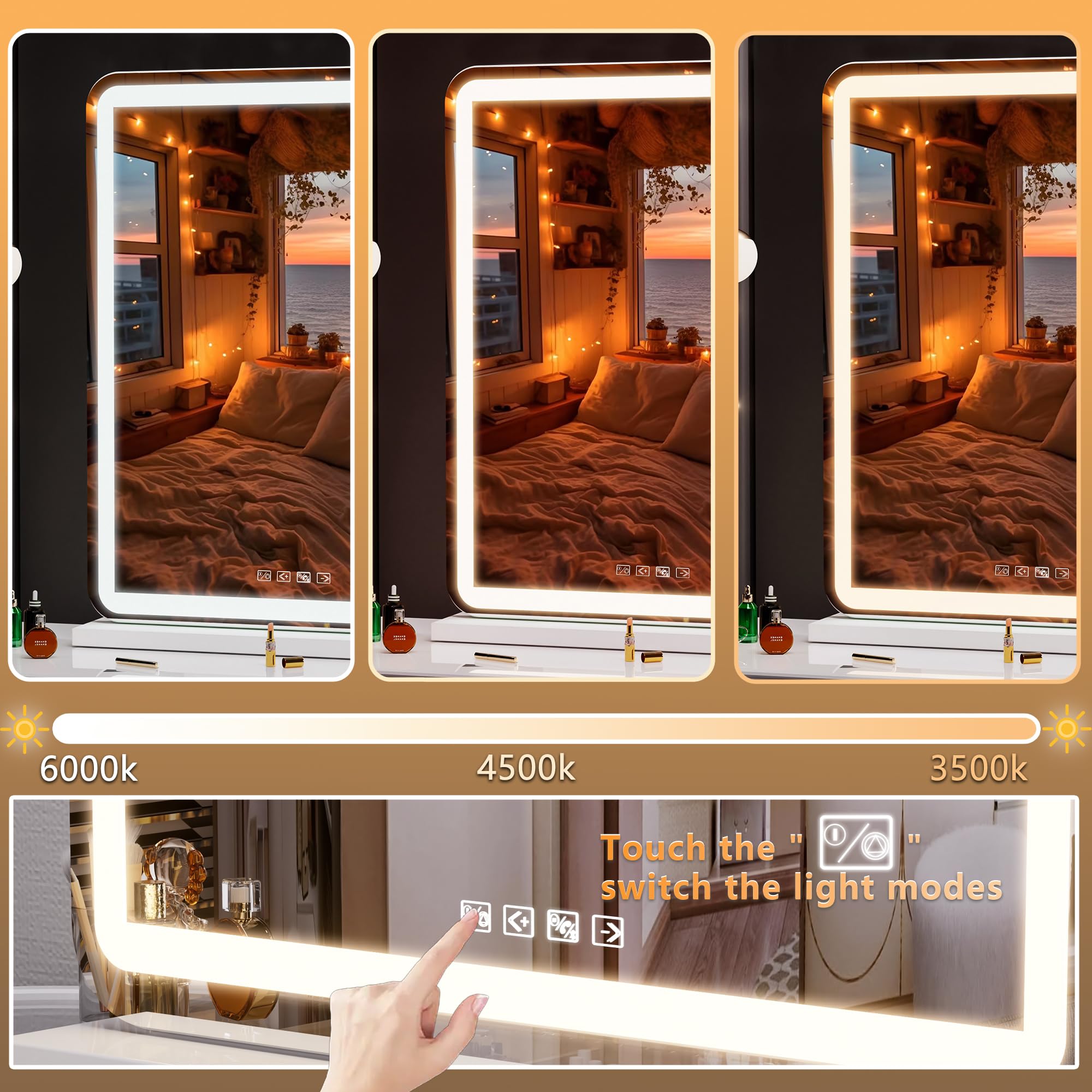 Hasipu Vanity Mirror With Lights And Bluetooth Speaker, 20' X 25' Led Makeup Mirror, Light Up Mirror With 10X Magnification An