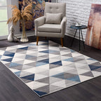 HomeRoots 100% Polypropylene 2’ x 8’ Navy Blue Geometric Diamond Runner Rug