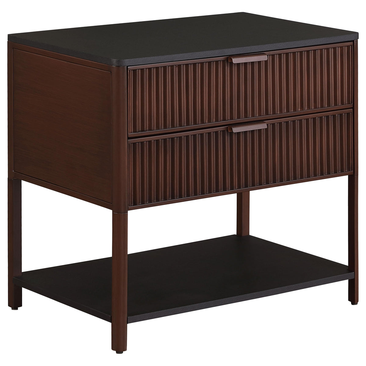 Coaster Home Furnishings Zimmerlee 2-Drawer Side Table with Shelf Rust Brown