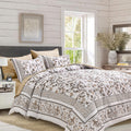 Dobuyly Brown King Size Comforter Set, Floral Botanical Bedding Set 7 Piece Bed In A Bag King, Soft Microfiber Flowers Bedding C