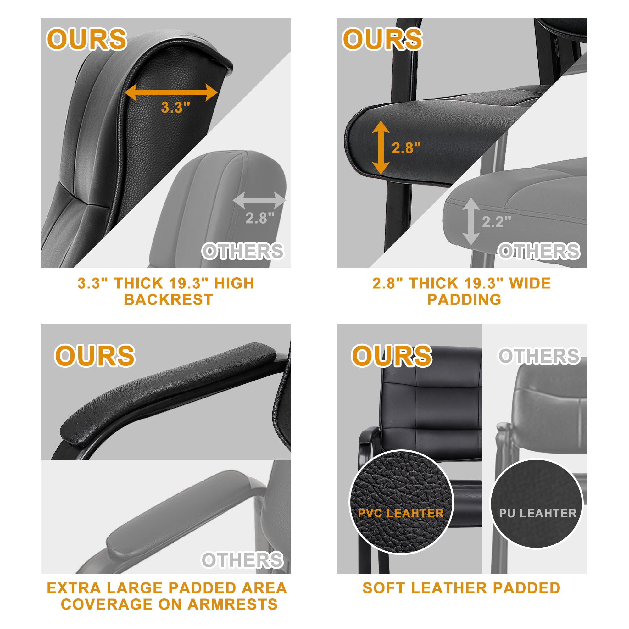 Super Deal Office Guest Chair Bonded Leather Executive Side Chair Reception Chair With Solid Metal Frame Home Office Furniture