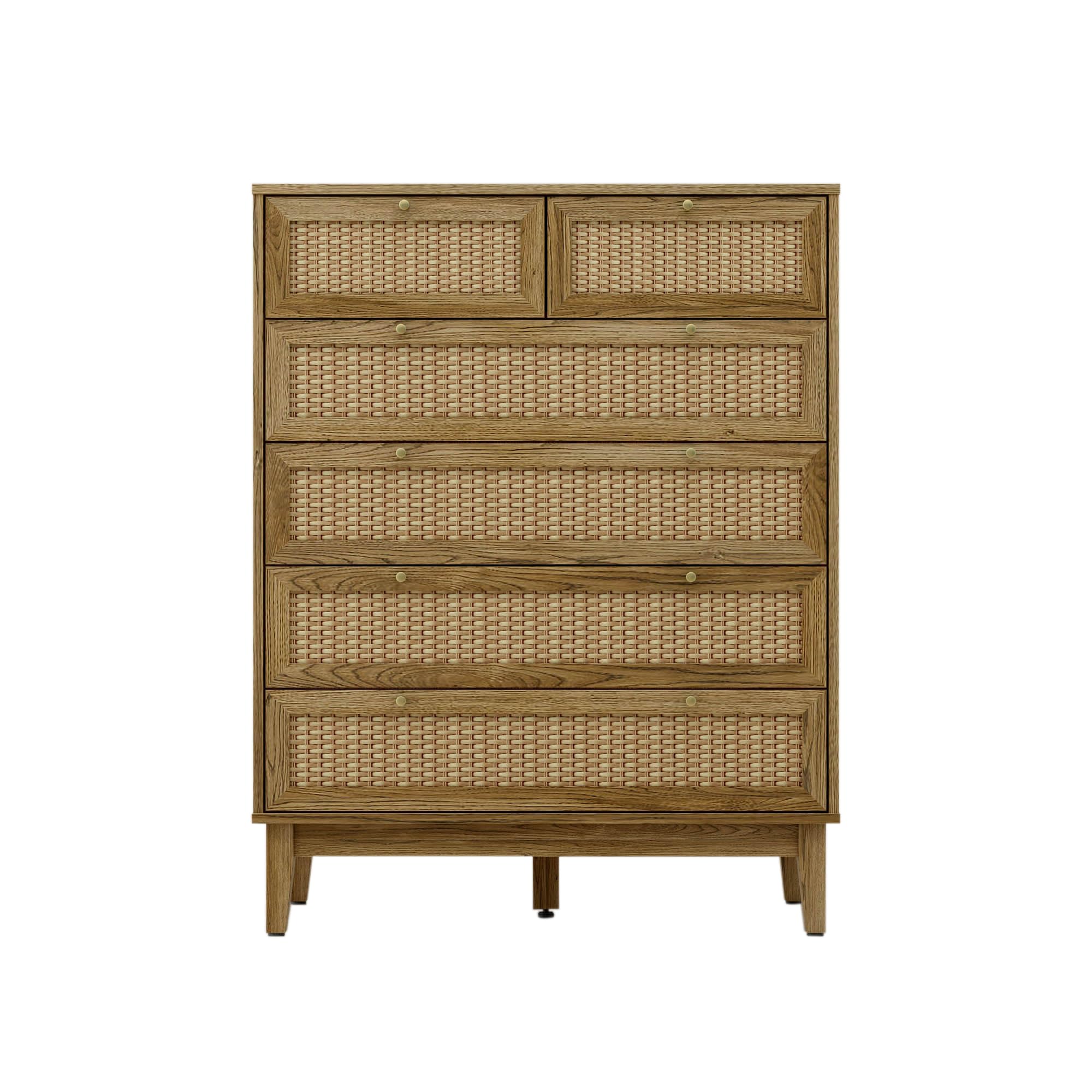 Anderson Teak Bodrum 4+2 Rattan Drawer Chest Dresser, Brown