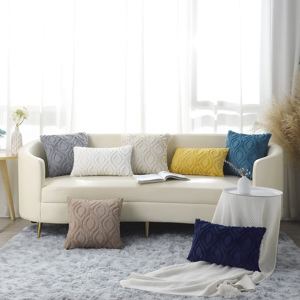 Decoruhome Decorative Throw Pillow Covers 20X20, Soft Plush Faux Wool Couch Pillow Covers For Home, Set Of 2, Navy Blue