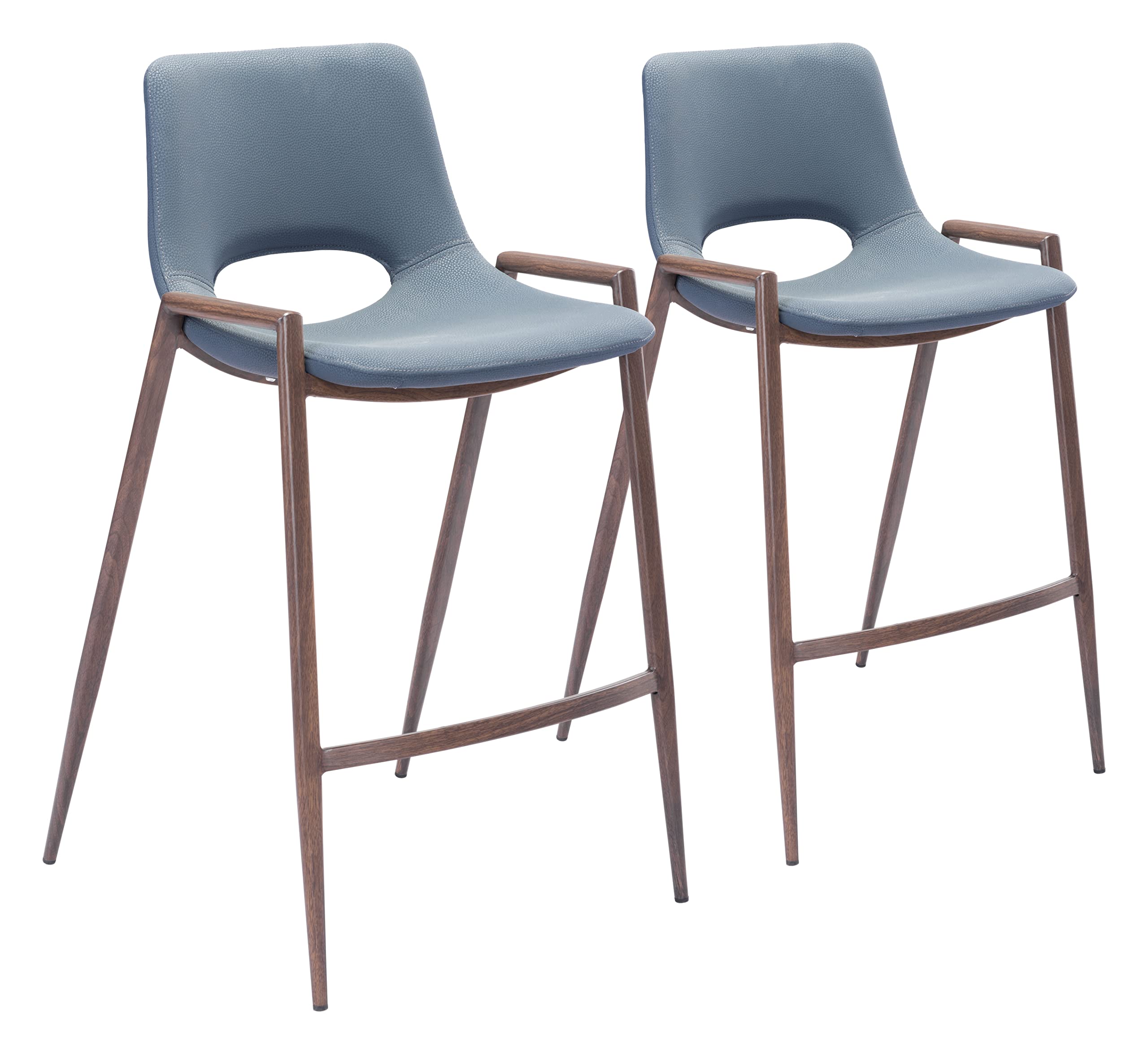 Desi Counter Stool (Set of 2) Blue & Walnut