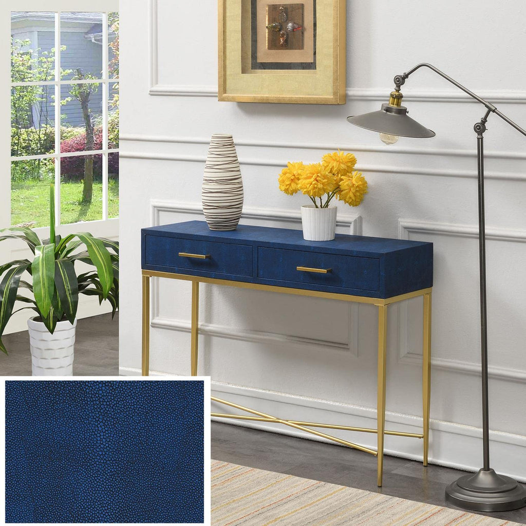 Convenience Concepts Ashley Console Table, Blue/Gold