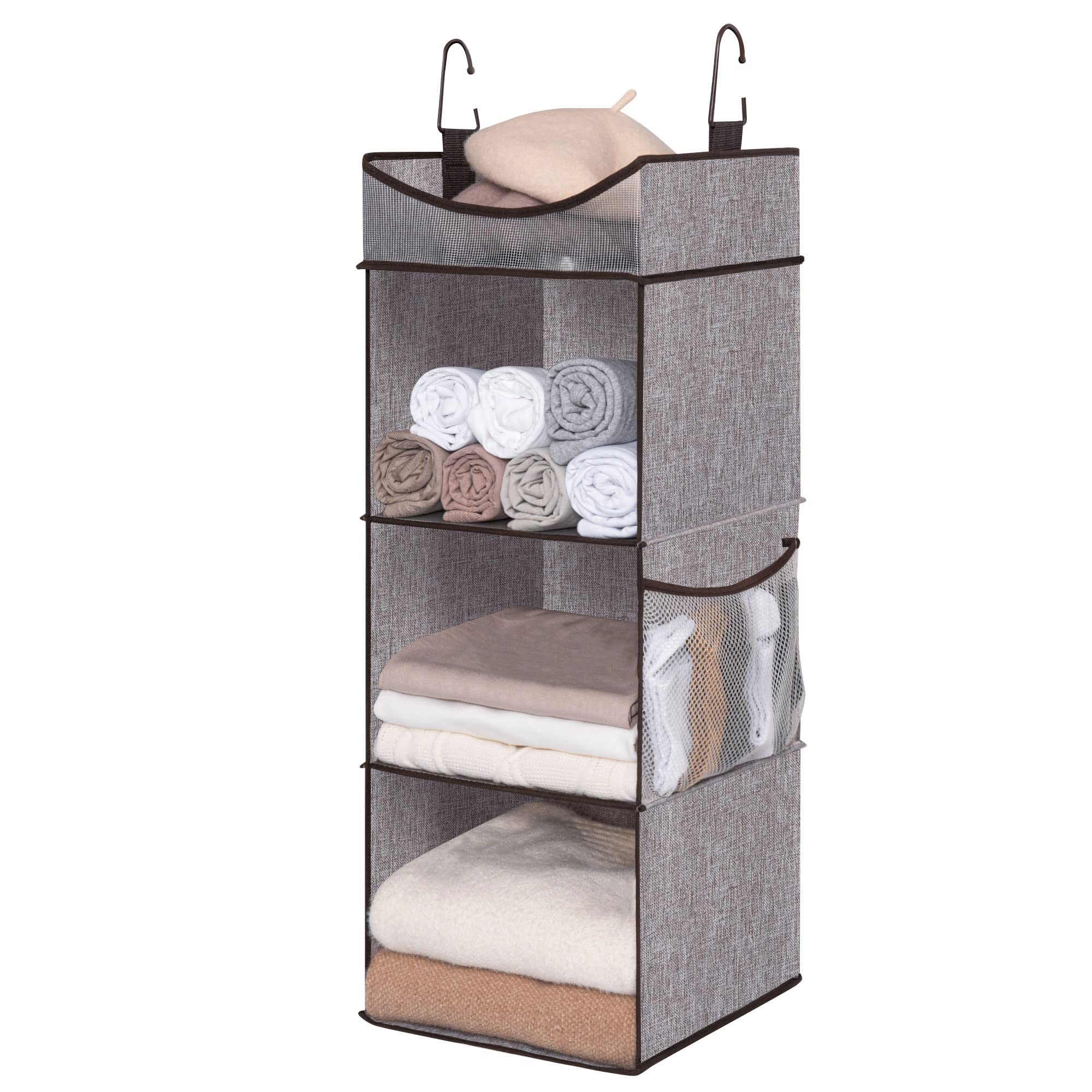 StorageWorks Hanging Closet Organizer, 3-Shelf Hanging Closet Shelves with Top Shelf, 12 W x 12 D x 35 H, Extra-Large Space, Mix