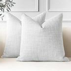 OTOSTAR Pack of 2 Throw Pillow Covers 16x16 Inch Linen Light Grey Pillowcases Farmhouse Decorative Solid Pillow Covers 40x40 cm 