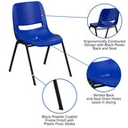 Flash Furniture HERCULES Series 880 lb. Capacity Blue Ergonomic Shell Stack Chair with Black Frame