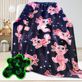 UOFON Axolotl Blanket Glow in The Dark Blanket Pink Axolotl Plush Cute Blanket for Girls Axolotl Gifts Birthday Decorations 60''