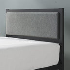 Zinus Korey Metal Platform Bed Frame with Upholstered Headboard, Black, Twin