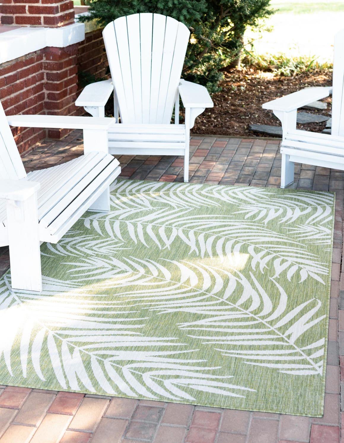 Unique Loom Outdoor Botanical Collection Area Rug - Palm (10 x 13 1 Rectangle Green/Ivory)