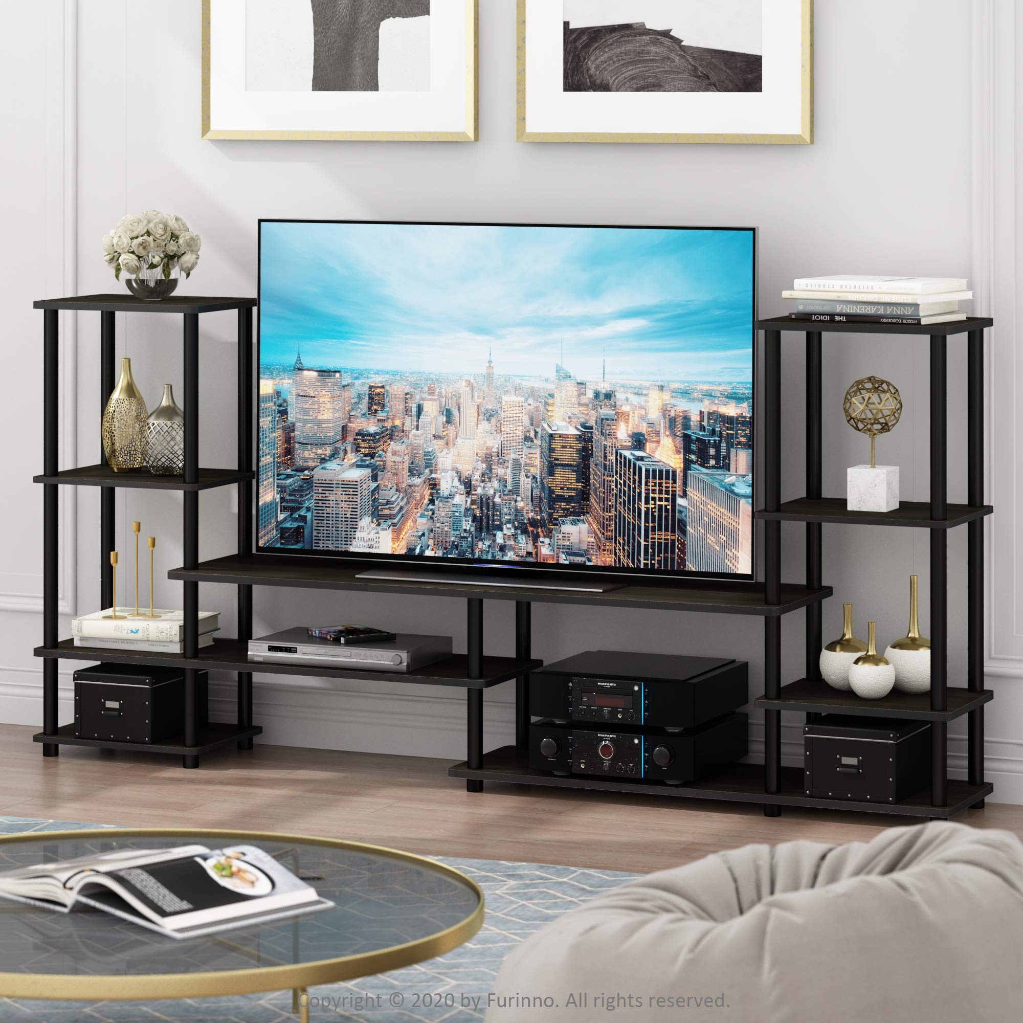 FURINNO Turn-N-Tube Grand Entertainment Center, Espresso/Black