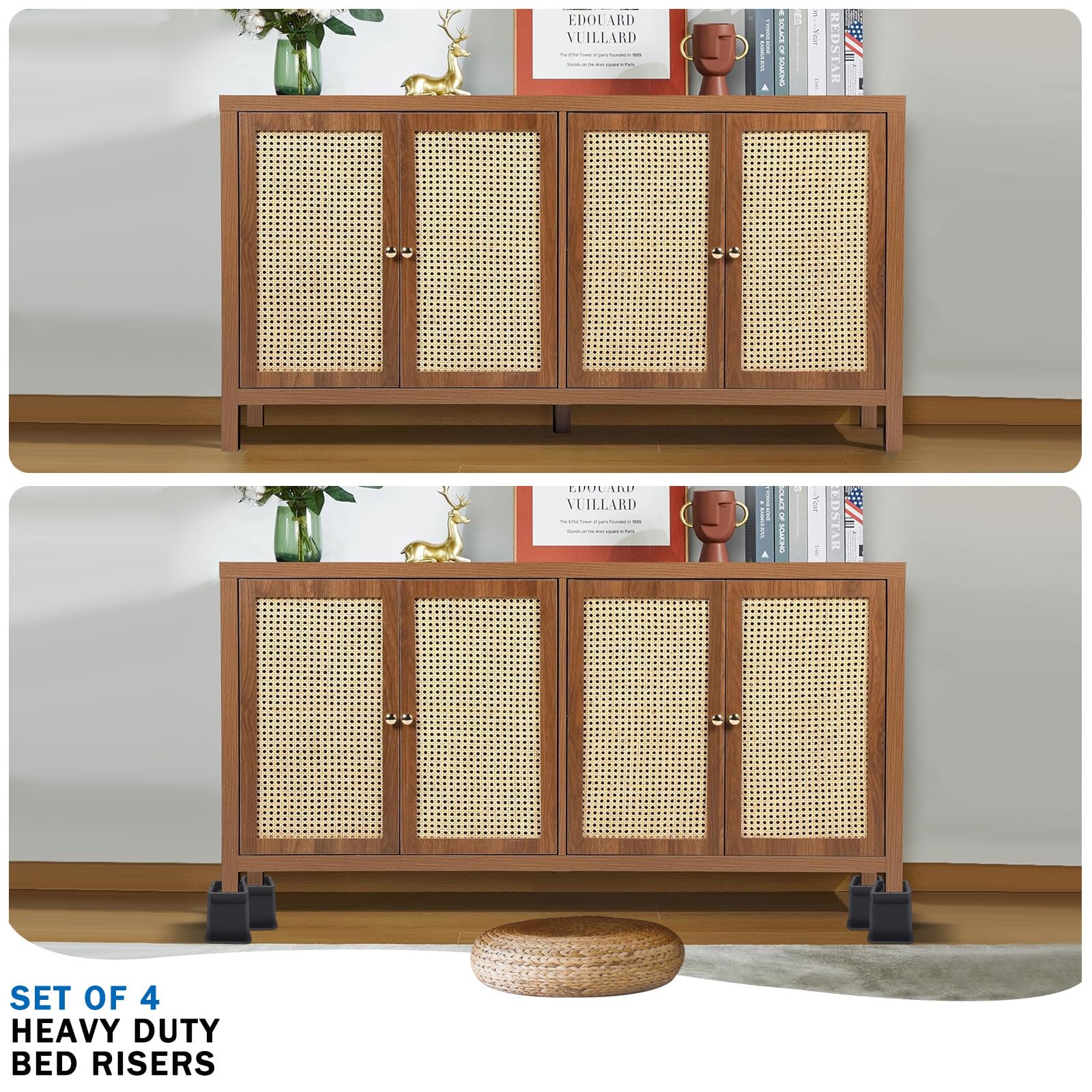 Annkut Bed Risers 10 Inch Heavy Duty,Elevation In Heights 1,2,3,4,5,6,7,8,9,10 Inch,Adjustable Furniture Risers For Chair Table