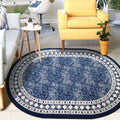 Antep Rugs Alfombras Modern Bordered 5x7 Non-Skid (Non-Slip) Low Profile Pile Rubber Backing Indoor Area Rugs (Navy Blue, 5 x 7