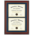 Minesaxel Double Diploma Frames 14x20 Fits Two 8.5x11 Inch Certificates, Documents and College Degree, Cherry Red Frame with Gol