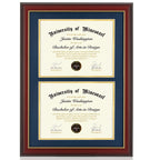Minesaxel Double Diploma Frames 14x20 Fits Two 8.5x11 Inch Certificates, Documents and College Degree, Cherry Red Frame with Gol