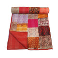 BOHEKANT Handicraft Silk Kantha Quilt Kantha Bed Cover Handmade Kantha Bedspread Kantha Blanket Throw09 (Twin, 60x90 Inches, Si