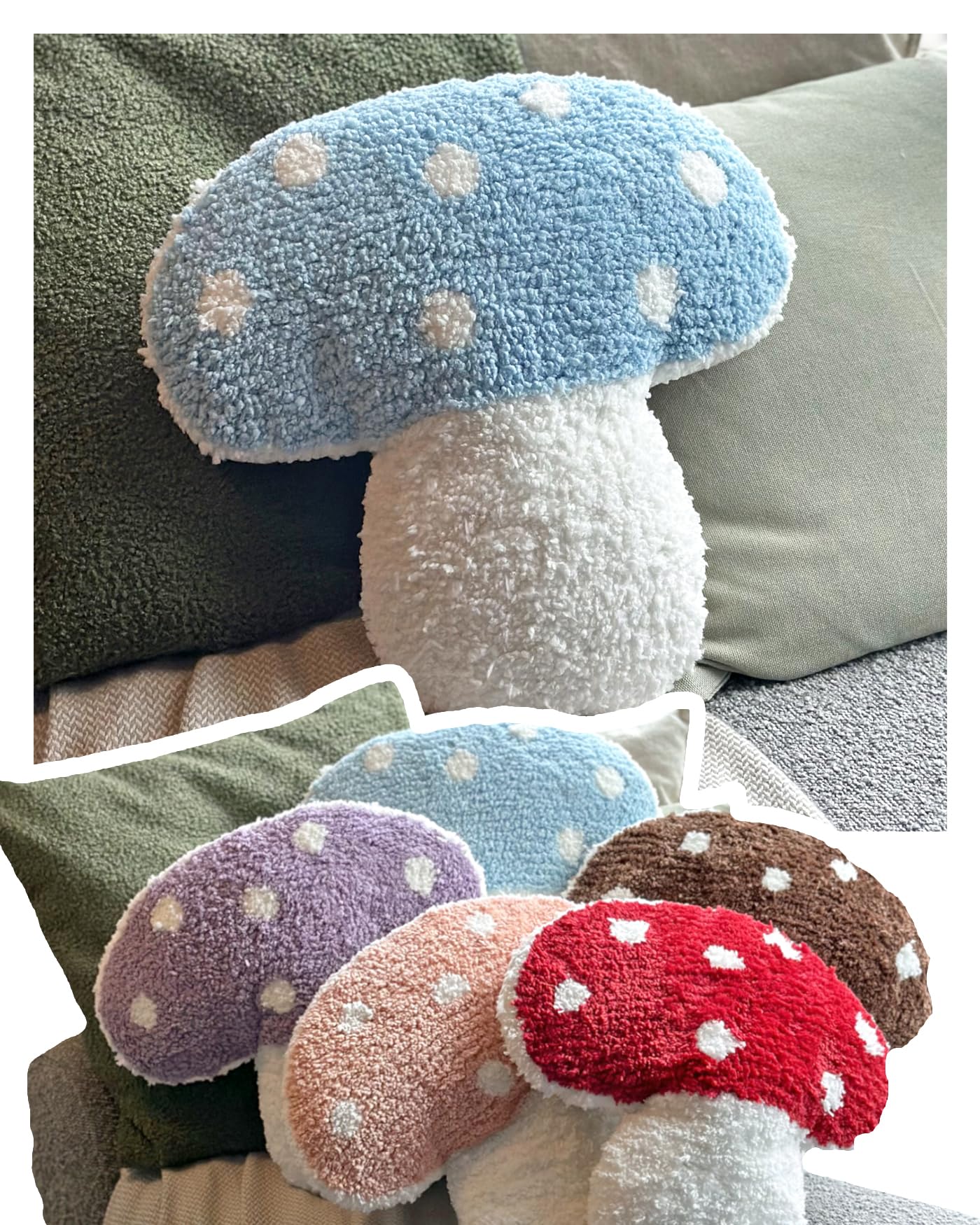 Dreamstall Mushroom Throw Pillow Tufted Mushroom Shape Decorative Cushion 15    X 15    - Mushroom Decor For Bed, Couch, Living