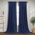 Navy Blue Long Curtains 120 Inch Length For Living Room Decor 2 Panels Rod Pocket Linen Draperies Semi Sheer Privacy Energy Efficient Dark Blue Curtains For Bedroom Sunroom Patio Door 52X120 Tall