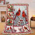 Cardinal Blanket Red Bird Throw Blanket Gifts For Women Men Boys Girls Kids Adults Super Soft Cozy Plush Fluffy Fuzzy Fleece Bla