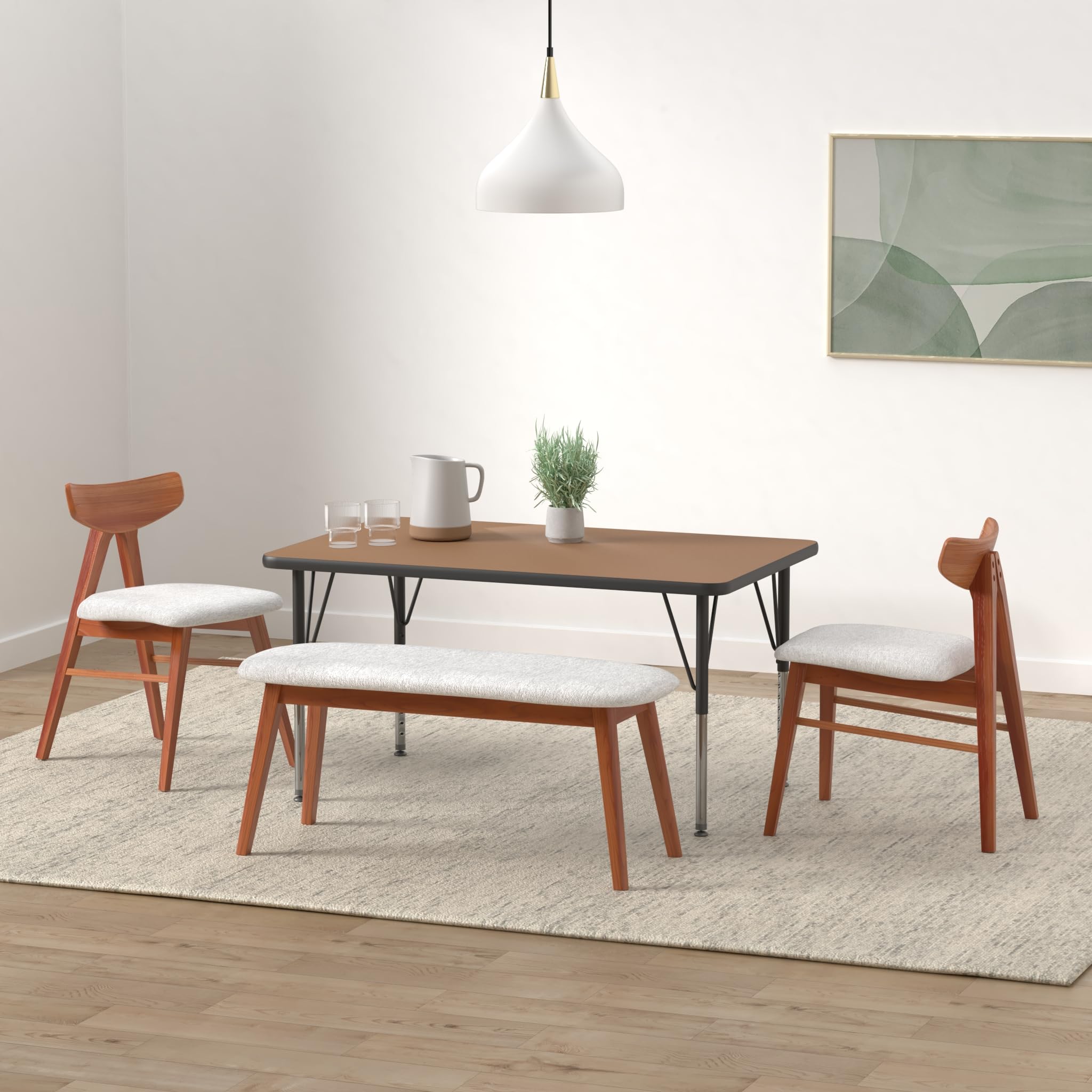 Flash Furniture Wren 30''W x 48''L Rectangular Oak Thermal Laminate Activity Table - Height Adjustable Short Legs