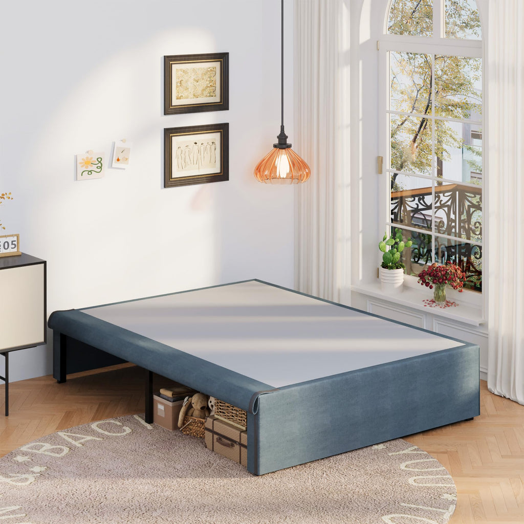 Upcanso 16 Inch Bed Frame Queen Size With Fabric Cover, Metal Platform Queen Bed Frame With Storage No Box Spring Needed, Heavy Duty Non-Slip, Easy Assembly Mattress Foundation