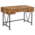 Coaster Home Furnishings Analiese Rustic 47-Inch 3-Drawer Home Office Computer Writing Desk Study Table with Storage Engineered Eco-Friendly Wood Look Laminate Sturdy Steel Rustic Nutmeg 801541
