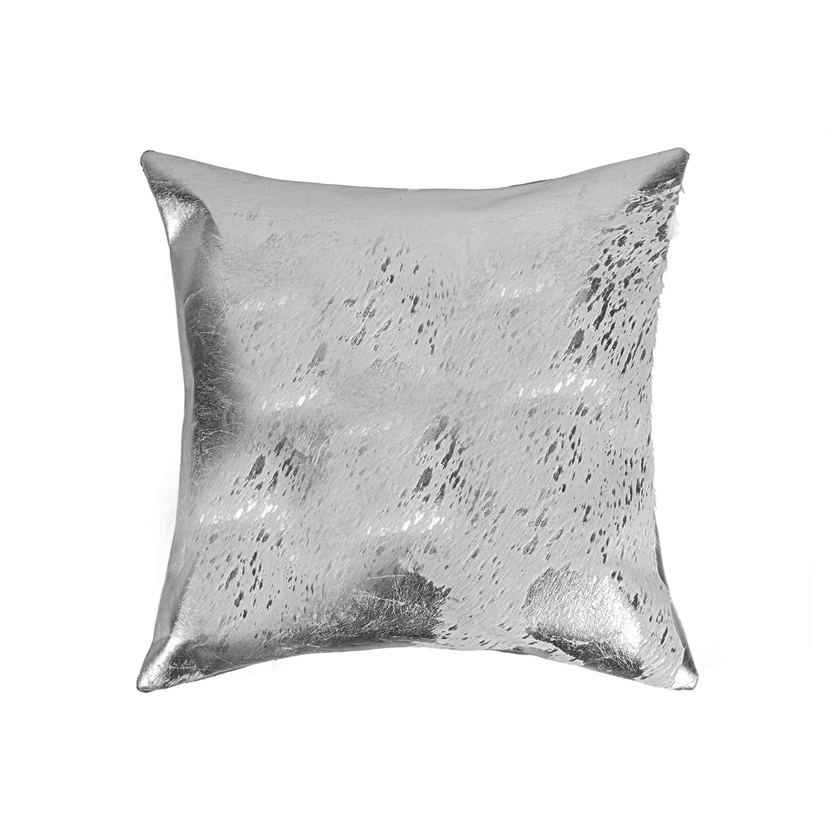 HomeRoots Kitchen 18' x 18' x 5' Hypo-Allergenic Gray and Silver Cowhide Pillow