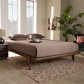 Baxton Studio Kaia Mid-Century Modern Walnut Brown Finished Wood Full Size Platform Bed Frame
