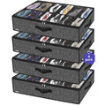 Onlyeasy Under Bed Shoe Storage Organizer For Closet, 4 Pack Fit 12x4 Pairs, Underbed Solution Shoes Container Bags with Sturdy 