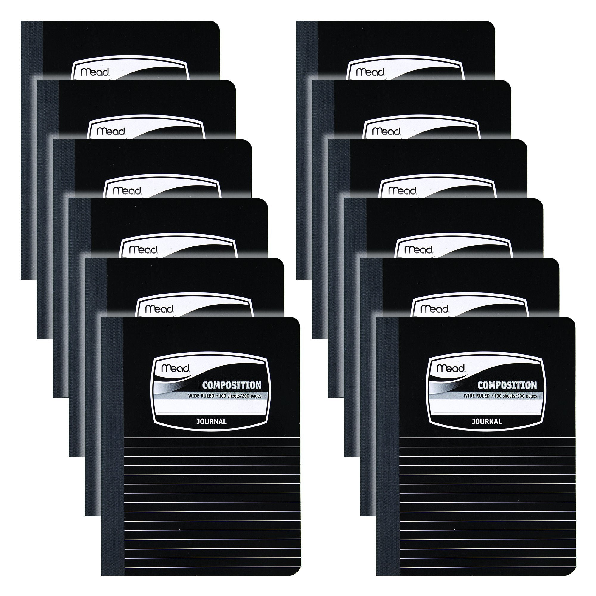 Mead Composition Books, Notebooks, Wide Ruled Paper, 100 Sheets, Comp Book, Black, 12 Pack (38603)