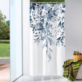 Gibelle Small Stall Shower Curtain 36 x 72, Narrow Navy Blue Floral Shower Curtain for Bathroom, Watercolor Plant Eucalyptus Lea