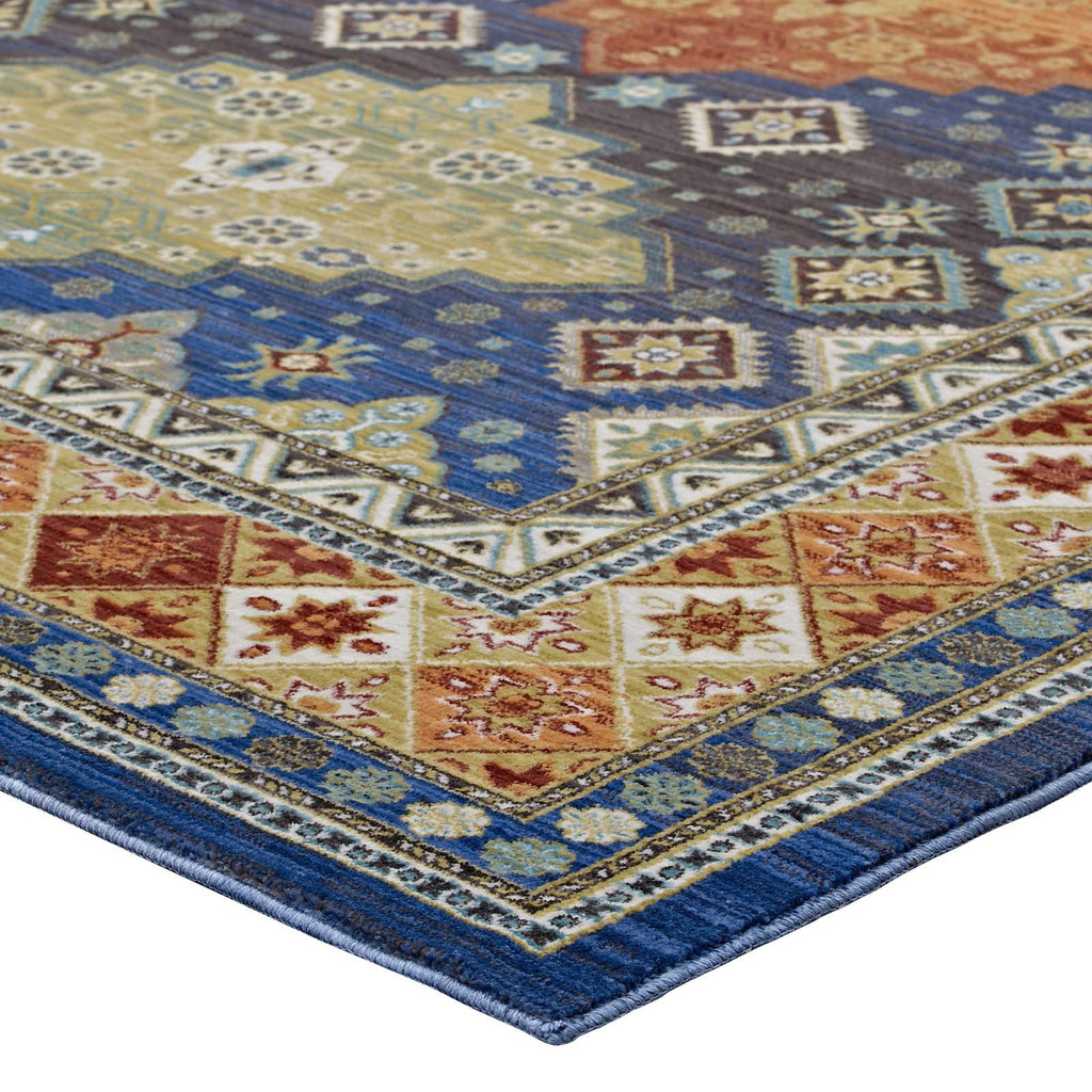 Modway Atzi Distressed Southwestern Diamond Floral Area Rug, 5X8, Multicolored