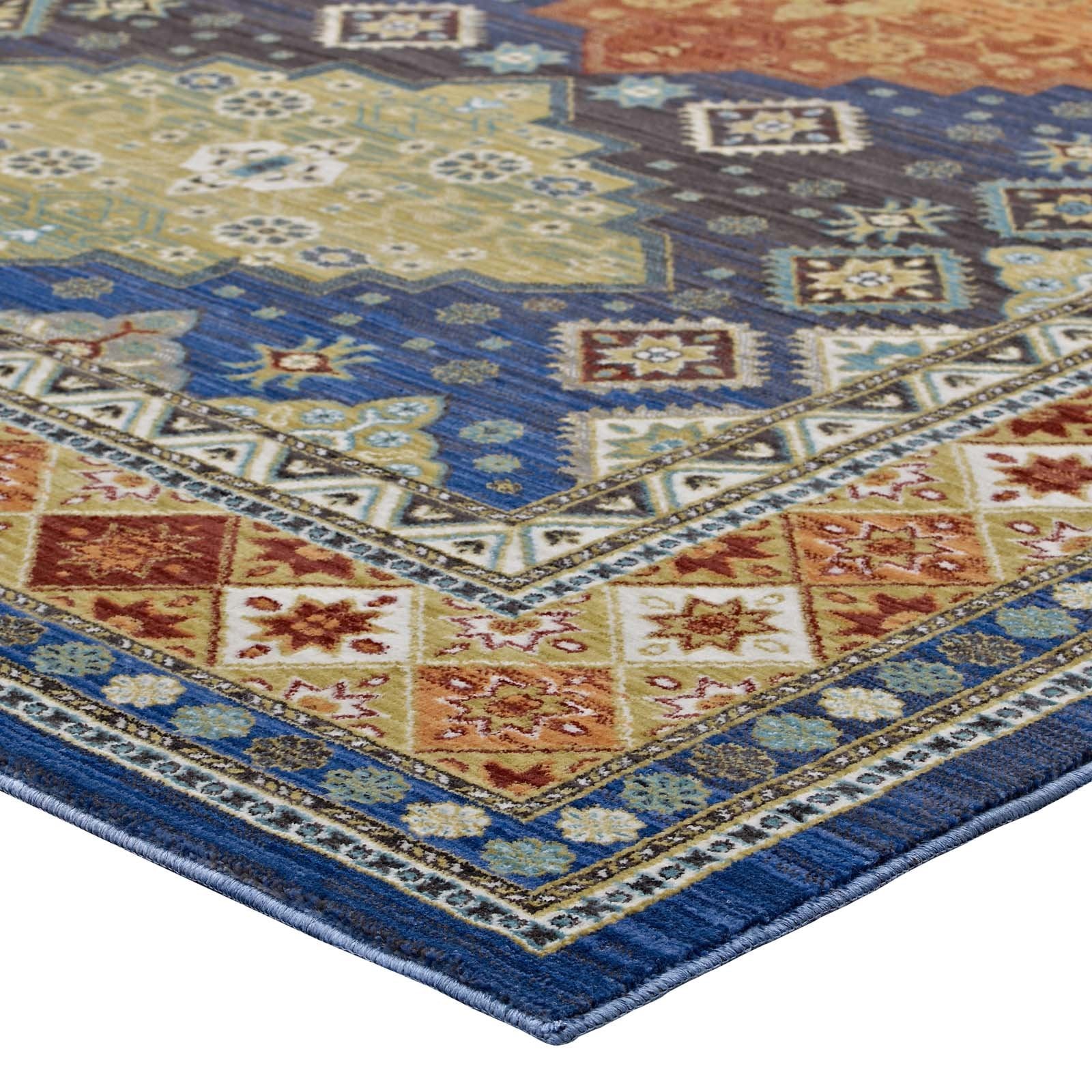 Modway Atzi Distressed Southwestern Diamond Floral Area Rug, 5X8, Multicolored