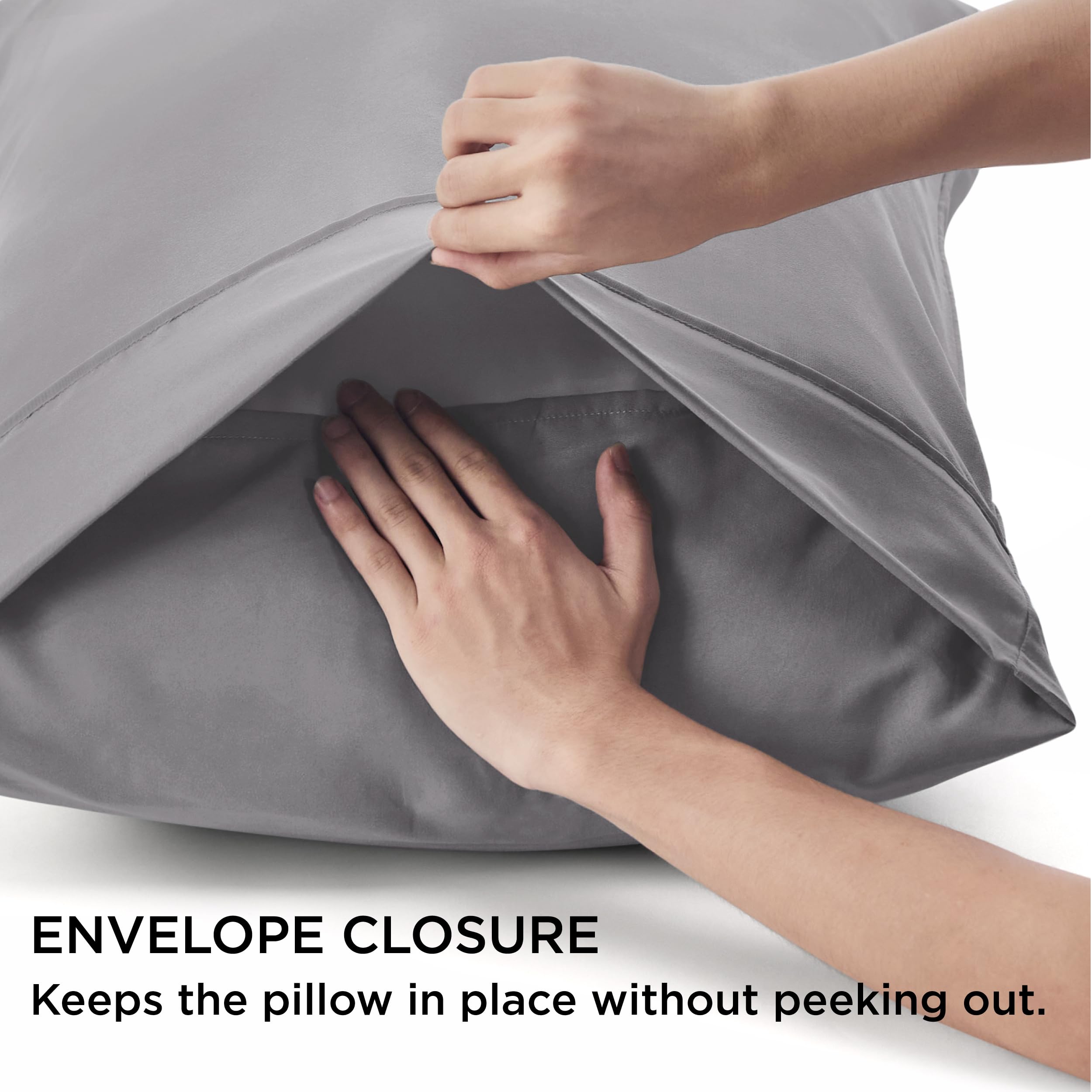 Bedsure Body Pillow Case Cover - Grey Polyester Microfiber Long Pillow Cases, Ultra Soft And Cozy Body Pillowcase With Envelope Closure, 1 Pack, 20X54 Inches