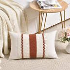 Fancy Homi Set Of 2 Rust Boho Lumbar Decorative Throw Pillow Cover 12X20 Inch For Couch Bed Sofa, Aesthetic Modern Organic Fall