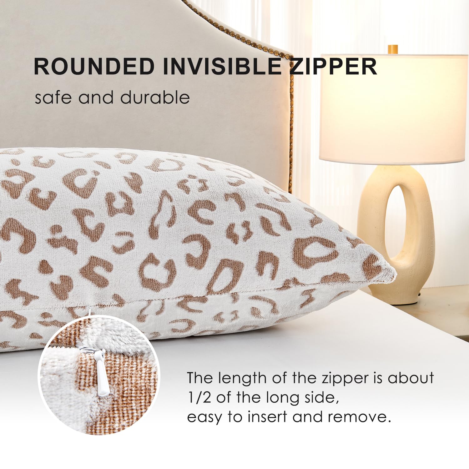 Sochow Body Pillow Cover 21X54 Inches, Super Soft And Cozy Leopard Print Fleece Long Body Pillowcase With Zipper Closure,1 Pack,