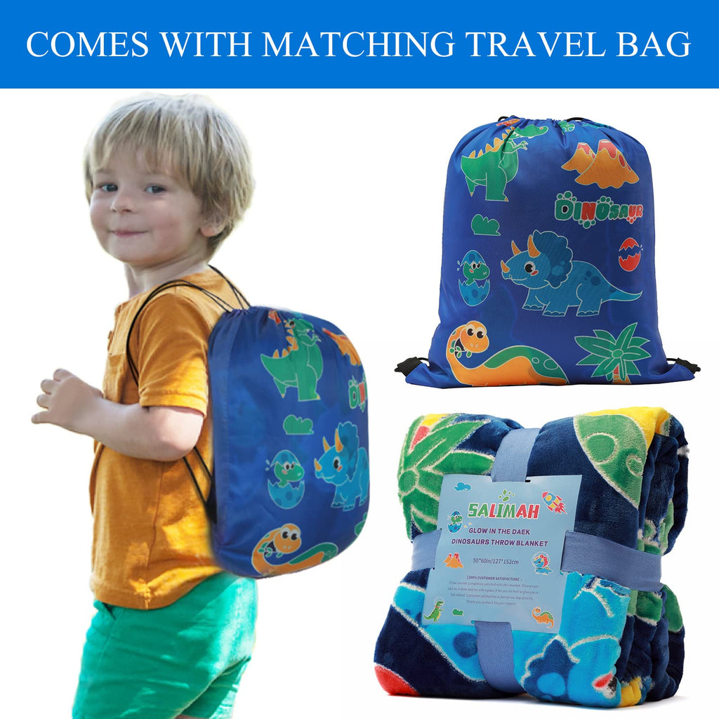 Glow In The Dark Dinosaur Blanket Gifts For 1-10 Year Old Boys Girls ,Dino Soft Kids Blankets,Dino Party Blankets,Luminous Toys