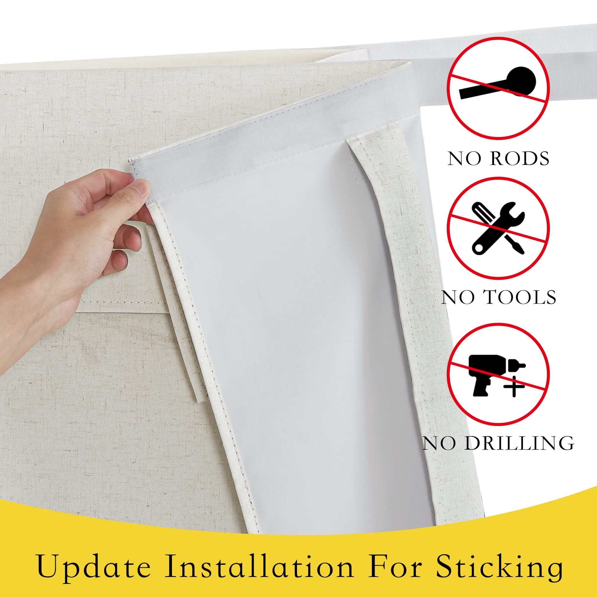 Nicetown French Door Curtain For Doorway, 100% Blackout Linen Door Window Shade For Office/Bathroom Thermal Insulated Tie Up Curtain For Sliding Glass Door, 36' Wide X 72' Long, Off White, 1 Panel