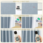 Jowels Blue Linen Blackout Curtains 108 Length 2 Panels Set For Living Room Bedroom, 100% Black Out Thermal Insulated Linen Drap