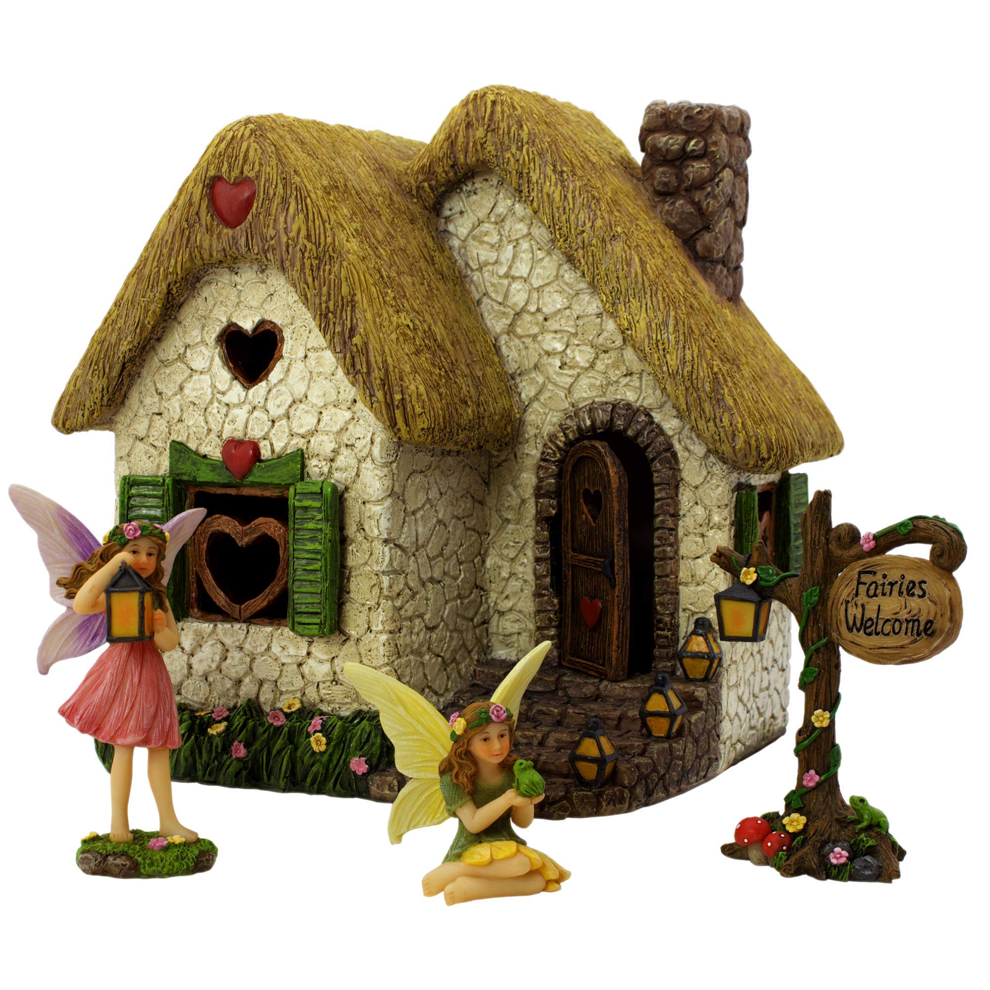 Pretmanns Fairy Garden House Kit - Fairy Garden Accessories - Fairy Houses For Gardens Outdoor - Fairy House Kit & Fairies For F