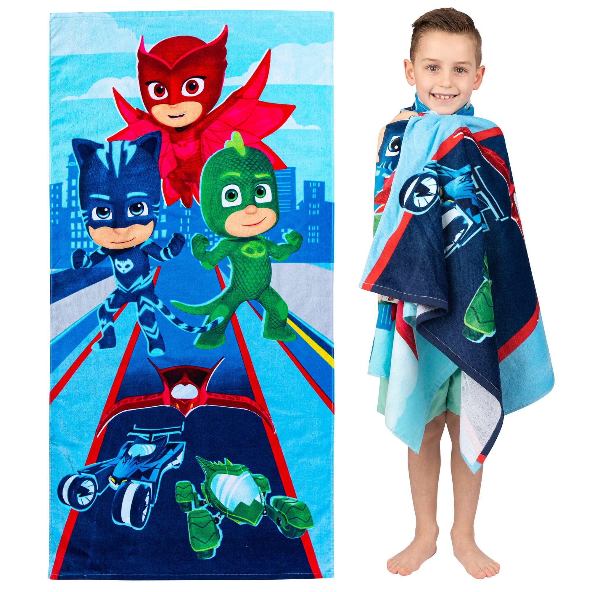 Franco Kids Super Soft Cotton Bath/Pool/Beach Towel, 58 in x 28 in, PJ Masks