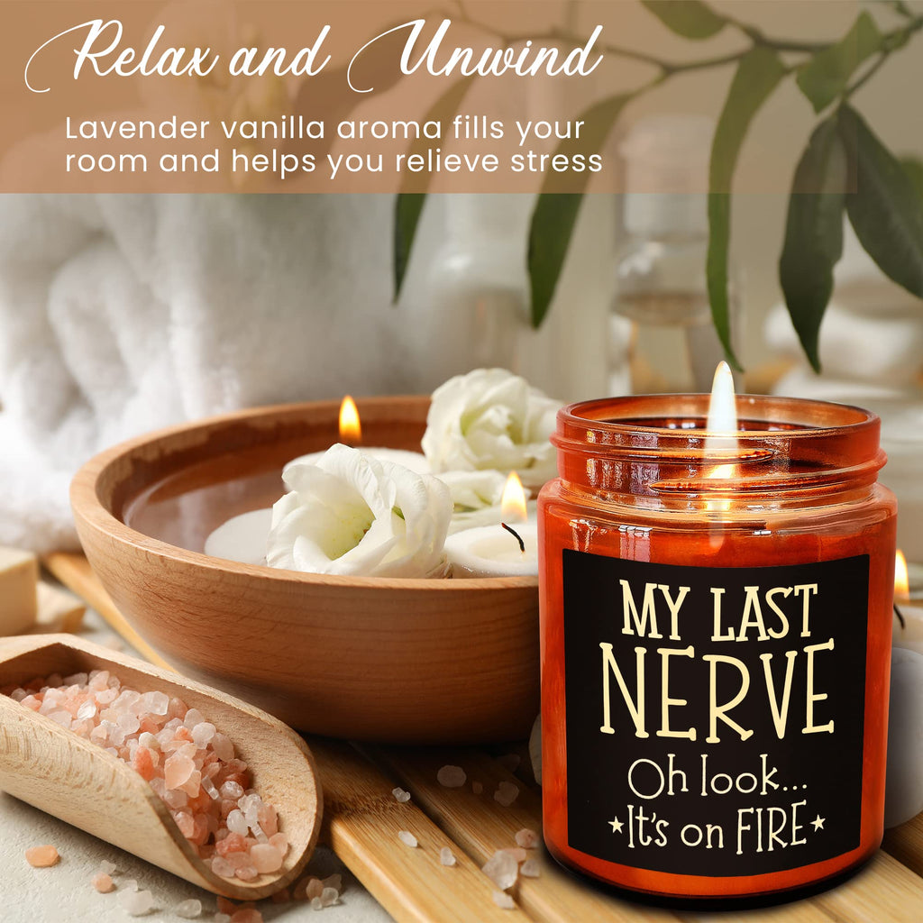 Briojoy Funny Gifts For Women Men - My Last Nerve Soy Candle - Birthday Gift For Her Wife Sister - Best Friend, Girlfriend Gift