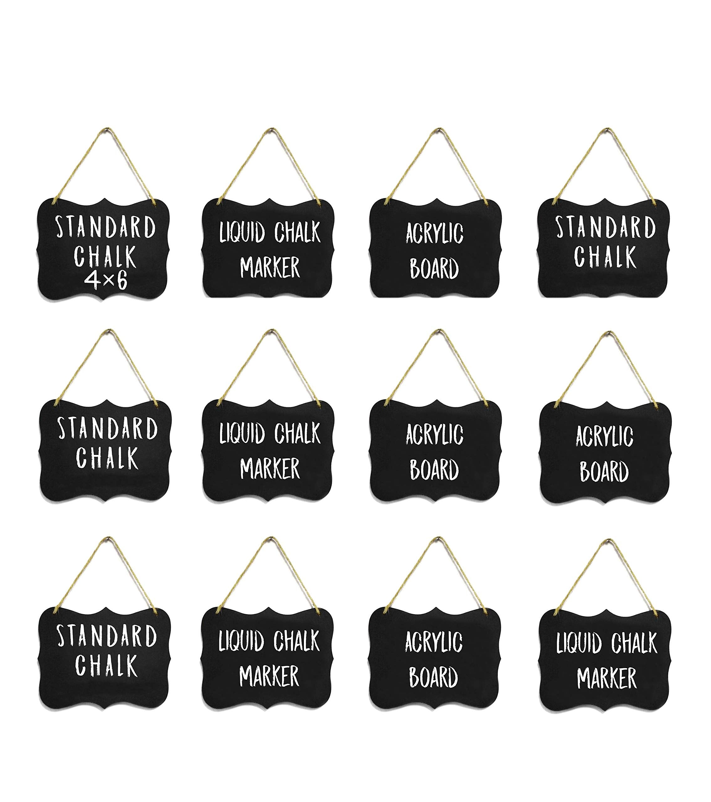 Hanging Acrylic Chalkboard Signs 4X6' - Double Sided For Standard Chalk & Other Side For Liquid Chalk Marker- Memo Message Sign