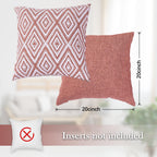 Hpuk Decorative Throw Pillow Covers Set Of 4 Geometric Design Linen Cushion Cover For Couch Sofa Living Room, 20'X20' Inches, Coral