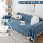 Handontime Couch Slipcover Dog Sofa Covers Boho Couch Cover For Dogs Blue Sofa Throw Cover Bohemian Sofa Covers For 3 Cushion Couch Herringbone Sectional Couch Cover Slipcovers For Sofas, 71' X118'