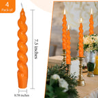 Christmas Taper Candles Orange Spiral Candlesticks- 4 Pcs Twisted Candle Unscented For Halloween Wedding Home Decor, Relaxation